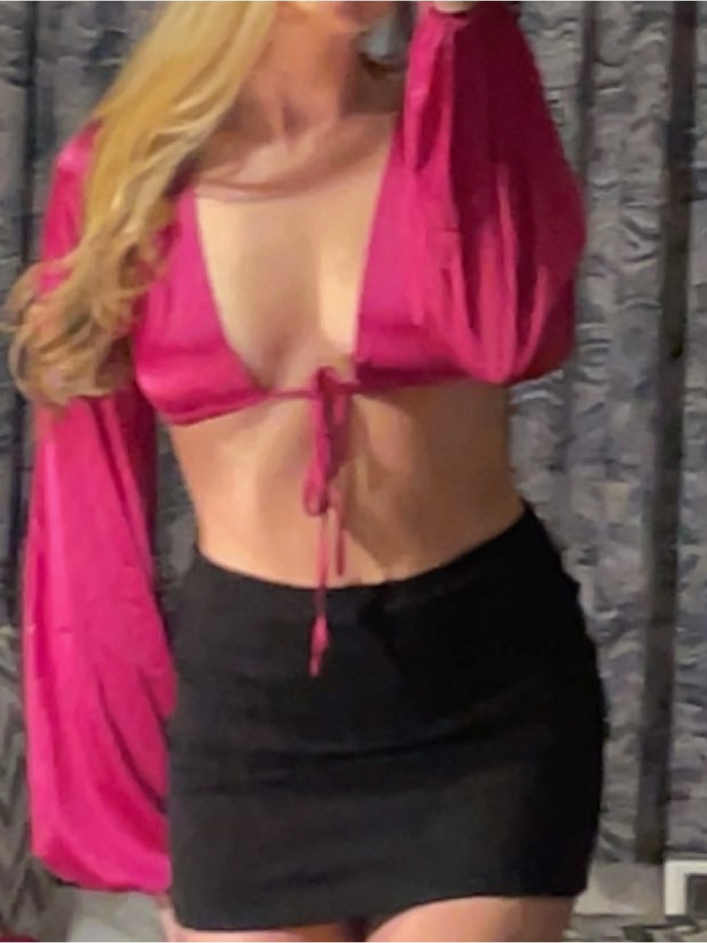 Revolve Hot Pink Tie-Front Crop  Top